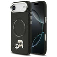 Husa de protectie Karl Lagerfeld Leather Karl & Choupette Pins MagSafe (KLHMP17MPSMLRKCK) compatibil cu iPhone 17 Air, Negru