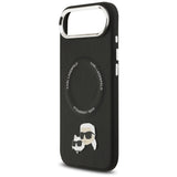 Husa de protectie Karl Lagerfeld Leather Karl & Choupette Pins MagSafe (KLHMP17MPSMLRKCK) compatibil cu iPhone 17 Air, Negru