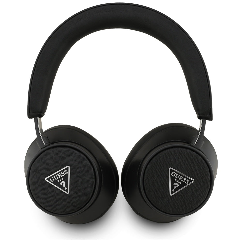 Casti Guess Wireless Saffiano Triangle Logo (GUBHC15PGMRTRK), Bluetooth, ENC, On-ear, Eco Leather, Negru