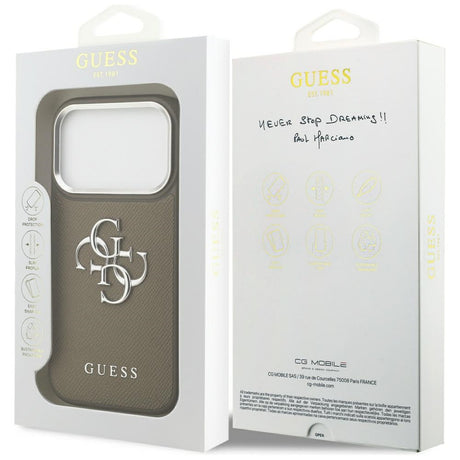 Husa de protectie Guess Hardcase Grained Big 4G Classic Logo (GUHCP17LPG4SMCEW) compatibil cu iPhone 17 Pro, Maro