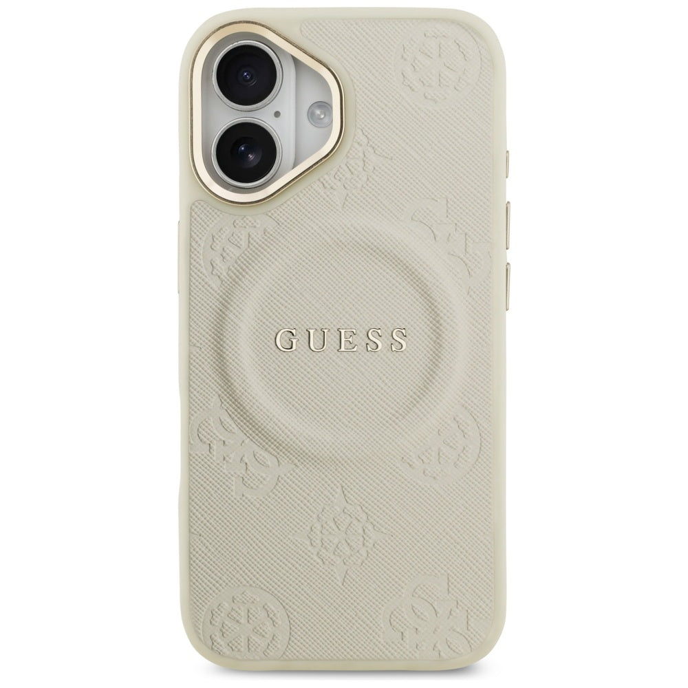 Husa de protectie Guess Peony Hot Stamp MagSafe (GUHMP17SPSAMSECE) compatibil cu iPhone 17, Bej