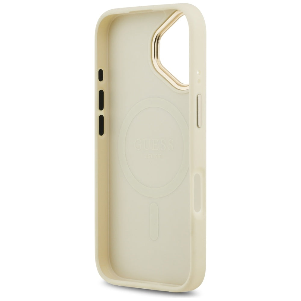 Husa de protectie Guess Peony Hot Stamp MagSafe (GUHMP17SPSAMSECE) compatibil cu iPhone 17, Bej