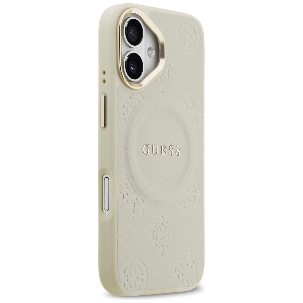 Husa de protectie Guess Peony Hot Stamp MagSafe (GUHMP17SPSAMSECE) compatibil cu iPhone 17, Bej