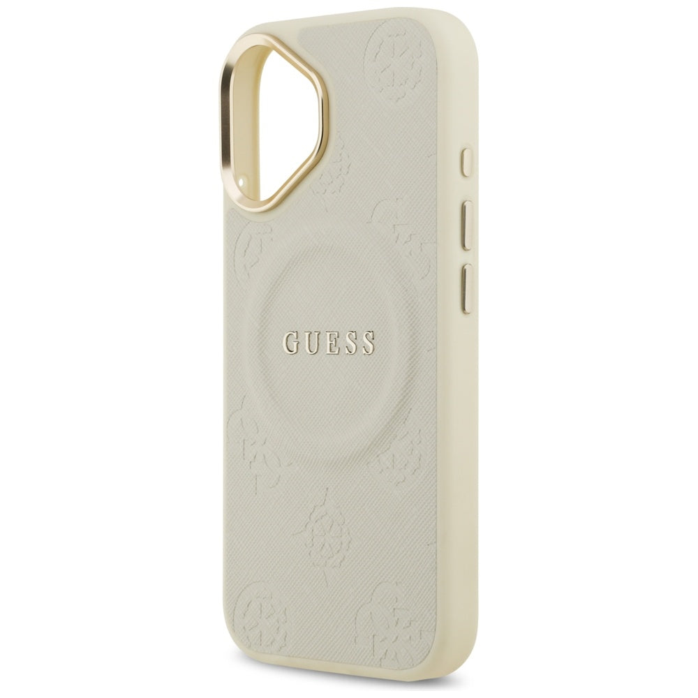 Husa de protectie Guess Peony Hot Stamp MagSafe (GUHMP17SPSAMSECE) compatibil cu iPhone 17, Bej