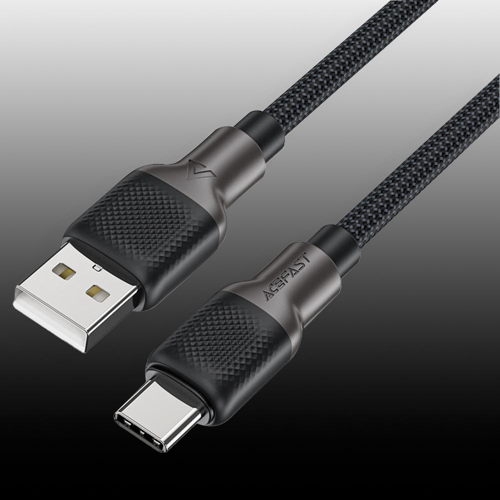 Cablu Acefast (C10-04), Fast Charging, USB to Type-C, 3A, 25.000 Bends, Durable Silicone, 1.2m, Negru