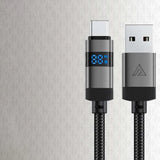 Cablu Acefast (C15-04), with Digital Display, Fast Charging, USB-A to Type-C, 66W, Zinc Alloy, 1.2m, Negru