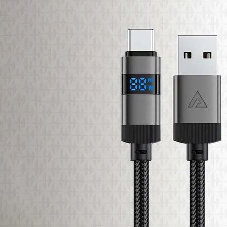 Cablu Acefast (C15-04), with Digital Display, Fast Charging, USB-A to Type-C, 66W, Zinc Alloy, 1.2m, Negru