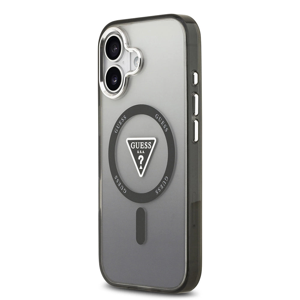 Husa de protectie Guess IML Gradient Triangle Logo MagSafe (GUHMP17SHGTMLCGK) compatibil cu iPhone 17, Negru