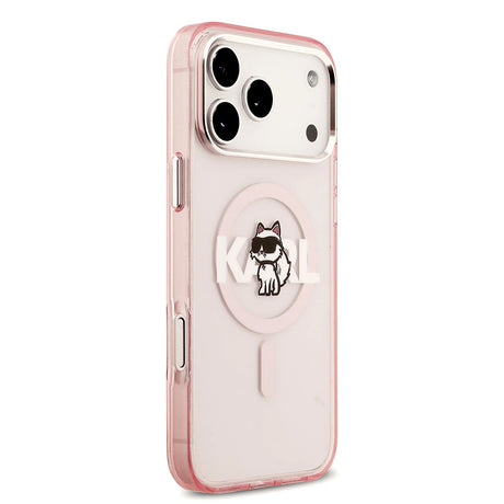 Karl Lagerfeld IML Choupette Sketch Logo MagSafe husă roz pentru iPhone 17 Pro Max