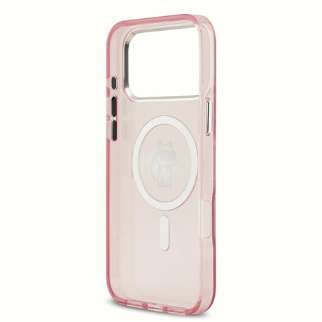 Karl Lagerfeld IML Choupette Sketch Logo MagSafe husă roz pentru iPhone 17 Pro Max