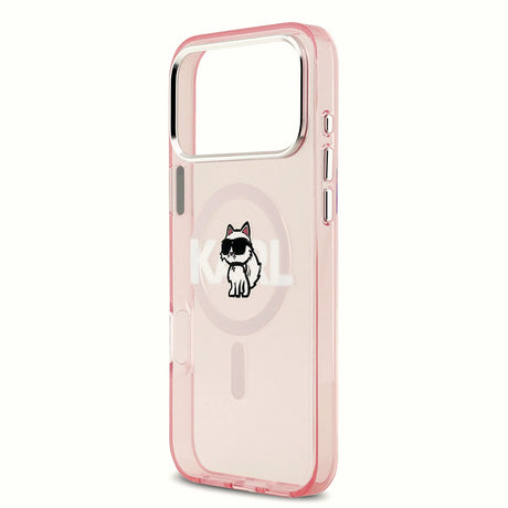 Husă Karl Lagerfeld IML Choupette Sketch Logo MagSafe roz pentru iPhone 17 Pro