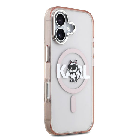 Husa de protectie Karl Lagerfeld IML Choupette Sketch Logo MagSafe (KLHMP17SHGCHGKBP) compatibil cu iPhone 17, Roz
