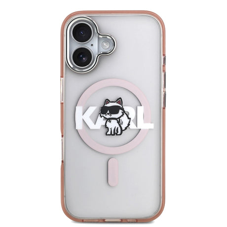 Husa de protectie Karl Lagerfeld IML Choupette Sketch Logo MagSafe (KLHMP17SHGCHGKBP) compatibil cu iPhone 17, Roz