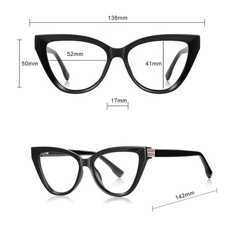 Techsuit Anti-Blue Light Glasses Reflex PC (2279), for Women, Cat Eye, TR90&Metal Frame, AC Lens, Negru