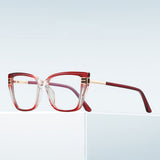 Techsuit Anti-Blue Light Glasses Reflex PC (2275), for Women, Rectangle, TR90&Metal Frame, AC Lens, Negru /Gold