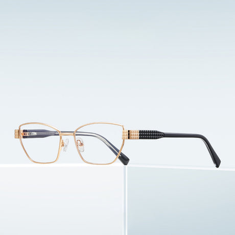 Techsuit Anti-Blue Light Glasses Reflex PC (3162), for Women, Rectangle, Metal Frame, AC Lens, Auriu