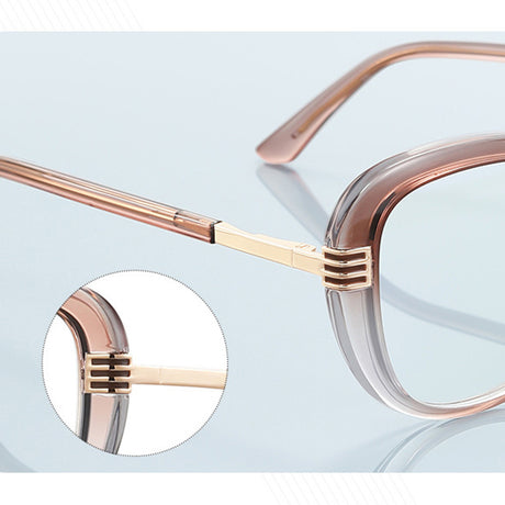 Techsuit Anti-Blue Light Glasses Reflex PC (2265), for Women, Butterfly, TR90&Metal Frame, AC Lens, Negru /Gold