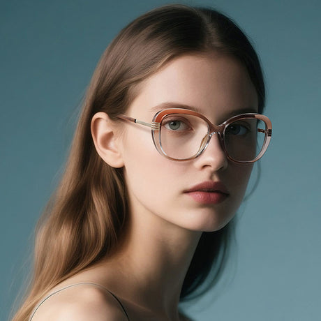 Techsuit Anti-Blue Light Glasses Reflex PC (2265), for Women, Butterfly, TR90&Metal Frame, AC Lens, Negru /Gold