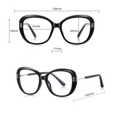 Techsuit Anti-Blue Light Glasses Reflex PC (2265), for Women, Butterfly, TR90&Metal Frame, AC Lens, Transparent /Brown