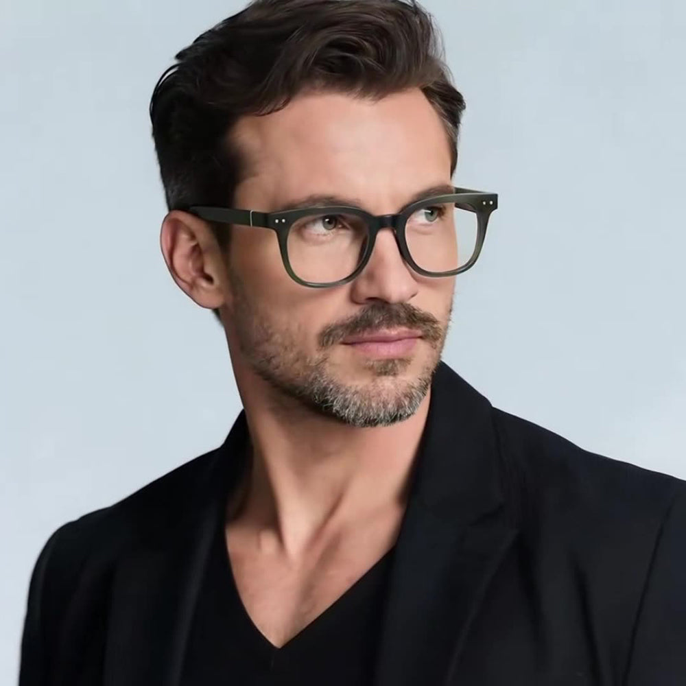 Techsuit Anti-Blue Light Glasses Reflex PC (2229), for Men, Round, TR90&Metal Frame, AC Lens, Transparent /Brown