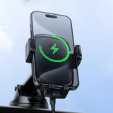 Suport Acefast with Wireless Charging (D49), for Dashboard/Windshield, Magnetic Grip, Lock Clip, 15W, for 4.7-6.9" Phones, Negru