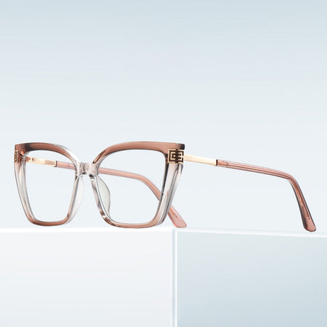 Techsuit Anti-Blue Light Glasses Reflex PC (2260), for Women, Oversize, TR90&Metal Frame, AC Lens, Negru /Gold