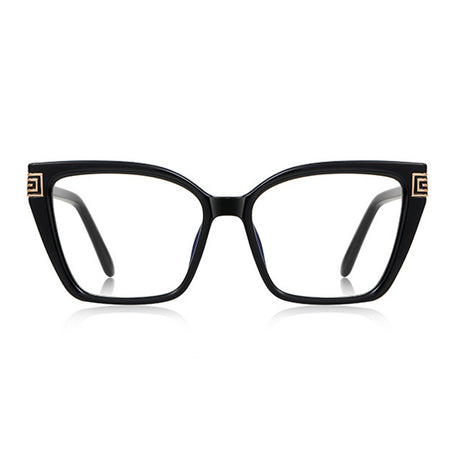 Techsuit Anti-Blue Light Glasses Reflex PC (2260), for Women, Oversize, TR90&Metal Frame, AC Lens, Negru /Gold