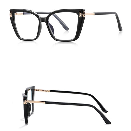 Techsuit Anti-Blue Light Glasses Reflex PC (2260), for Women, Oversize, TR90&Metal Frame, AC Lens, Negru /Gold