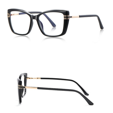 Techsuit Anti-Blue Light Glasses Reflex PC (2273), for Women, Oversized, TR90&Metal Frame, AC Lens, Negru