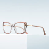 Techsuit Anti-Blue Light Glasses Reflex PC (2273), for Women, Oversized, TR90&Metal Frame, AC Lens, Transparent /Brown