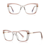 Techsuit Anti-Blue Light Glasses Reflex PC (2273), for Women, Oversized, TR90&Metal Frame, AC Lens, Transparent /Brown