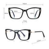Techsuit Anti-Blue Light Glasses Reflex PC (2273), for Women, Oversized, TR90&Metal Frame, AC Lens, Transparent /Brown