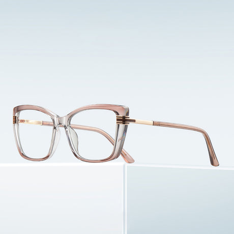 Techsuit Anti-Blue Light Glasses Reflex PC (2273), for Women, Oversized, TR90&Metal Frame, AC Lens, Transparent /Leopard