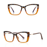Techsuit Anti-Blue Light Glasses Reflex PC (2273), for Women, Oversized, TR90&Metal Frame, AC Lens, Transparent /Leopard