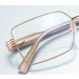 Techsuit Anti-Blue Light Glasses Reflex PC (3160), for Women, Rectangle, Metal Frame, AC Lens, Roz Auriu
