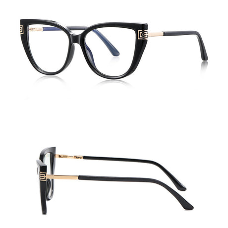 Techsuit Anti-Blue Light Glasses Reflex PC (2259), for Women, Oversized, TR90&Metal Frame, AC Lens, Negru