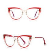 Techsuit Anti-Blue Light Glasses Reflex PC (2259), for Women, Oversized, TR90&Metal Frame, AC Lens, Transparent /Red