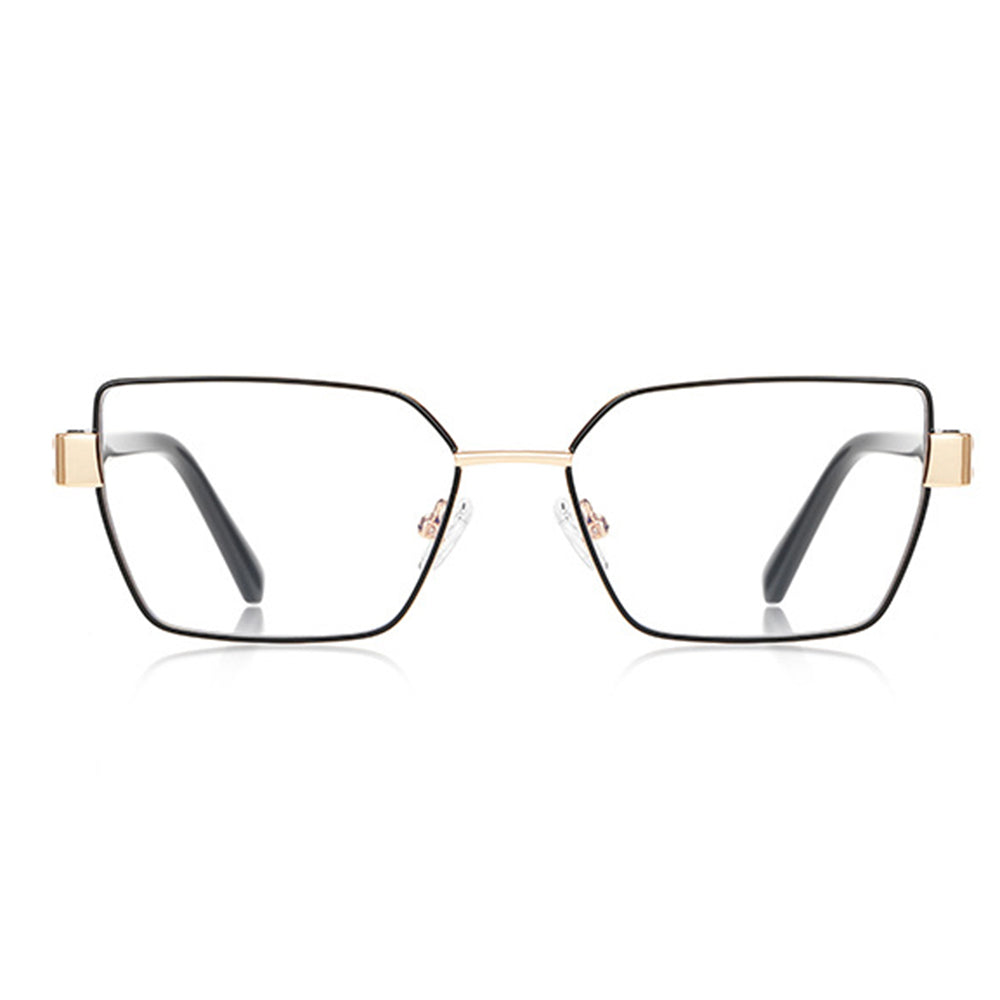 Techsuit Anti-Blue Light Glasses Reflex PC (3169), for Women, Hexagonal, Metal Frame, AC Lens, Negru