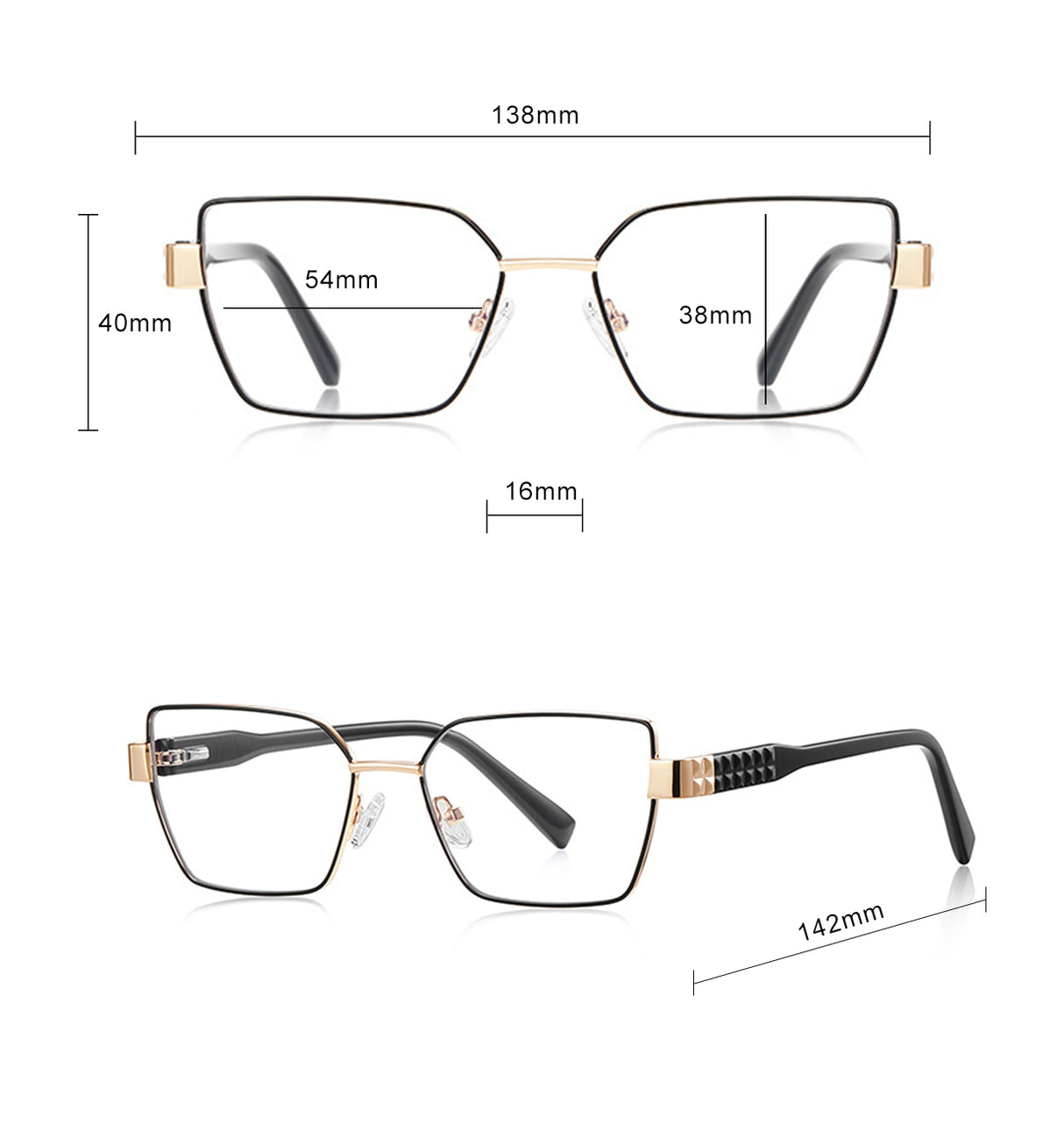 Techsuit Anti-Blue Light Glasses Reflex PC (3169), for Women, Hexagonal, Metal Frame, AC Lens, Maro /Leopard
