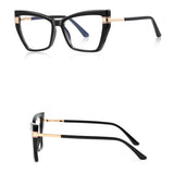 Techsuit Anti-Blue Light Glasses Reflex PC (2269), for Women, Oversized, TR90&Metal Frame, AC Lens, Negru