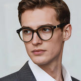 Techsuit Anti-Blue Light Glasses Reflex PC (2231), Round, TR90&Metal Frame, AC Lens, Transparent /Gray
