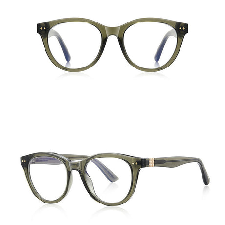 Techsuit Anti-Blue Light Glasses Reflex PC (2231), Round, TR90&Metal Frame, AC Lens, Transparent /Green
