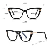 Techsuit Anti-Blue Light Glasses Reflex PC (2271), for Women, Rectangle, TR90&Metal Frame, AC Lens, Negru