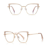 Techsuit Anti-Blue Light Glasses Reflex PC (3156), for Women, Cat Eye, Metal Frame, AC Lens, Auriu /Pink