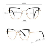 Techsuit Anti-Blue Light Glasses Reflex PC (3156), for Women, Cat Eye, Metal Frame, AC Lens, Auriu /Pink