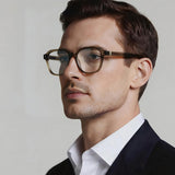 Techsuit Anti-Blue Light Glasses Reflex PC (2227), for Men, Round, TR90&Metal Frame, AC Lens, Transparent /Brown