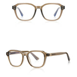 Techsuit Anti-Blue Light Glasses Reflex PC (2227), for Men, Round, TR90&Metal Frame, AC Lens, Transparent /Brown