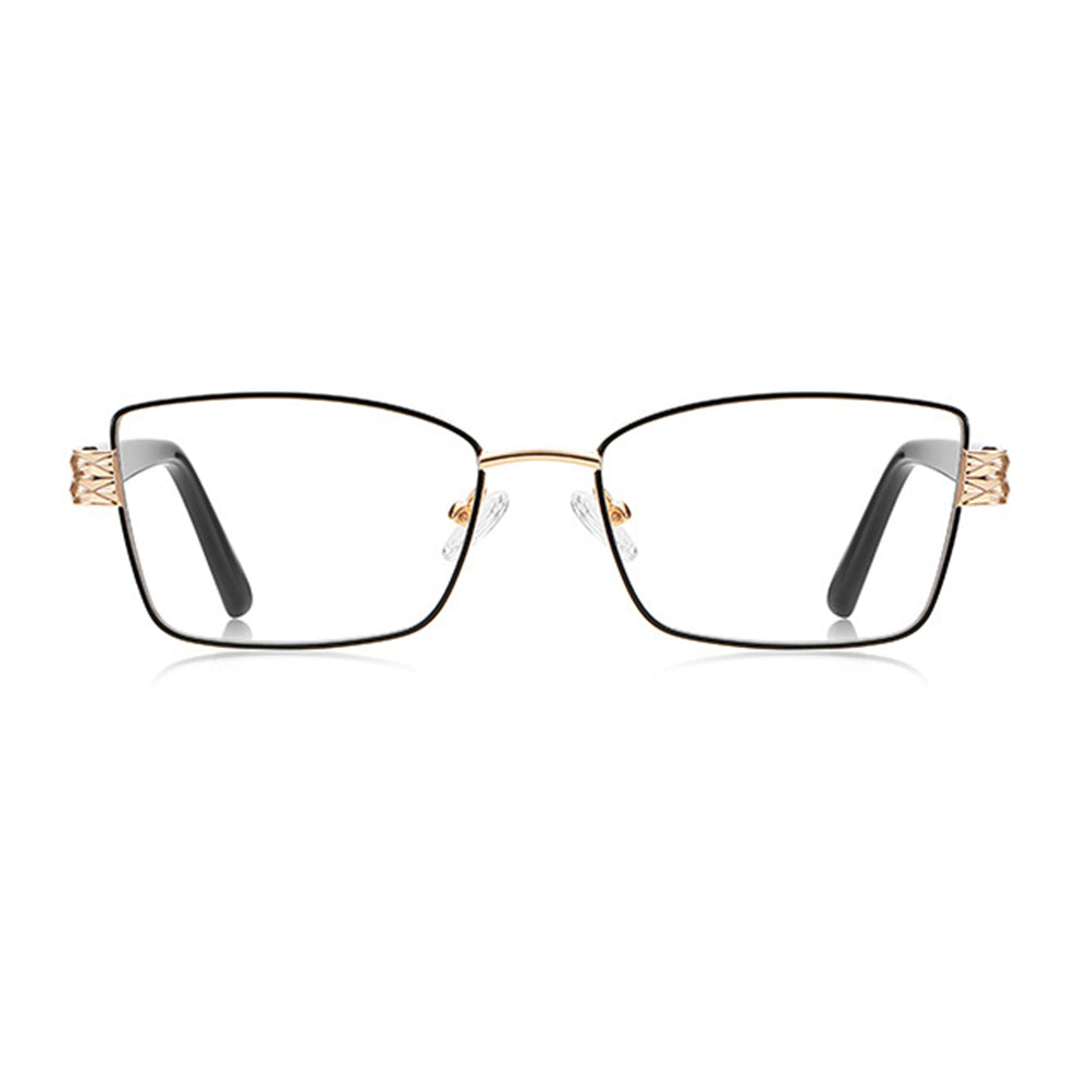 Techsuit Anti-Blue Light Glasses Reflex PC (3171), for Women, Rectangle, Metal Frame, AC Lens, Negru