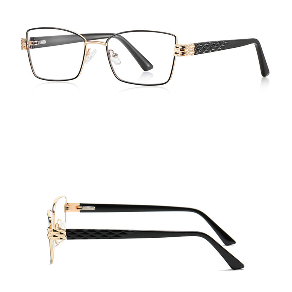 Techsuit Anti-Blue Light Glasses Reflex PC (3171), for Women, Rectangle, Metal Frame, AC Lens, Negru