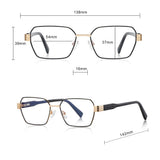 Techsuit Anti-Blue Light Glasses Reflex PC (3161), for Women, Rectangle, Metal Frame, AC Lens, Auriu /Black